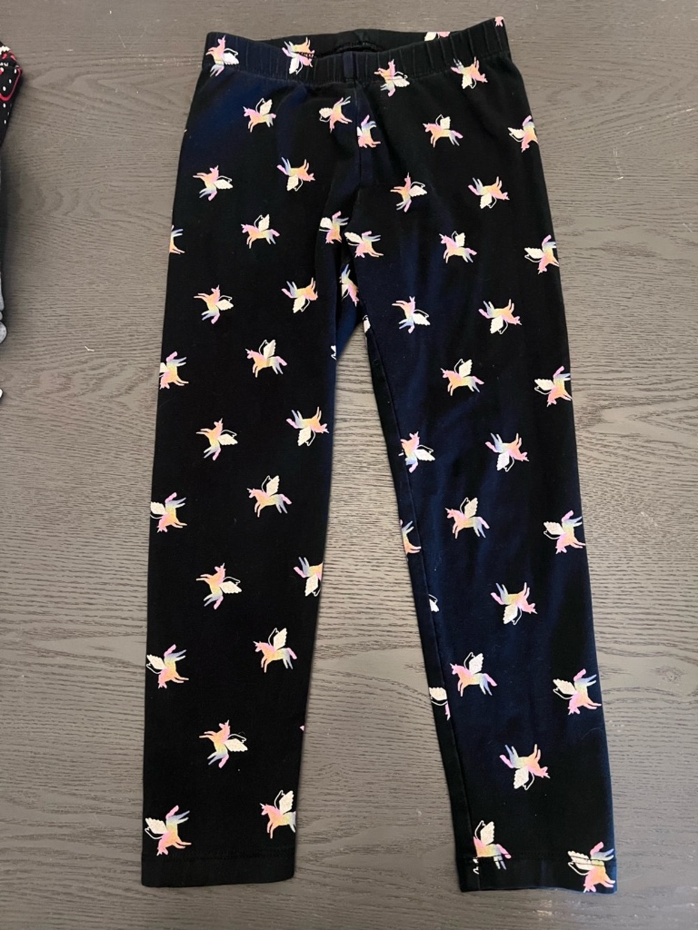 Cat & Jack Black Leggings with Pink and Cream Unicorns